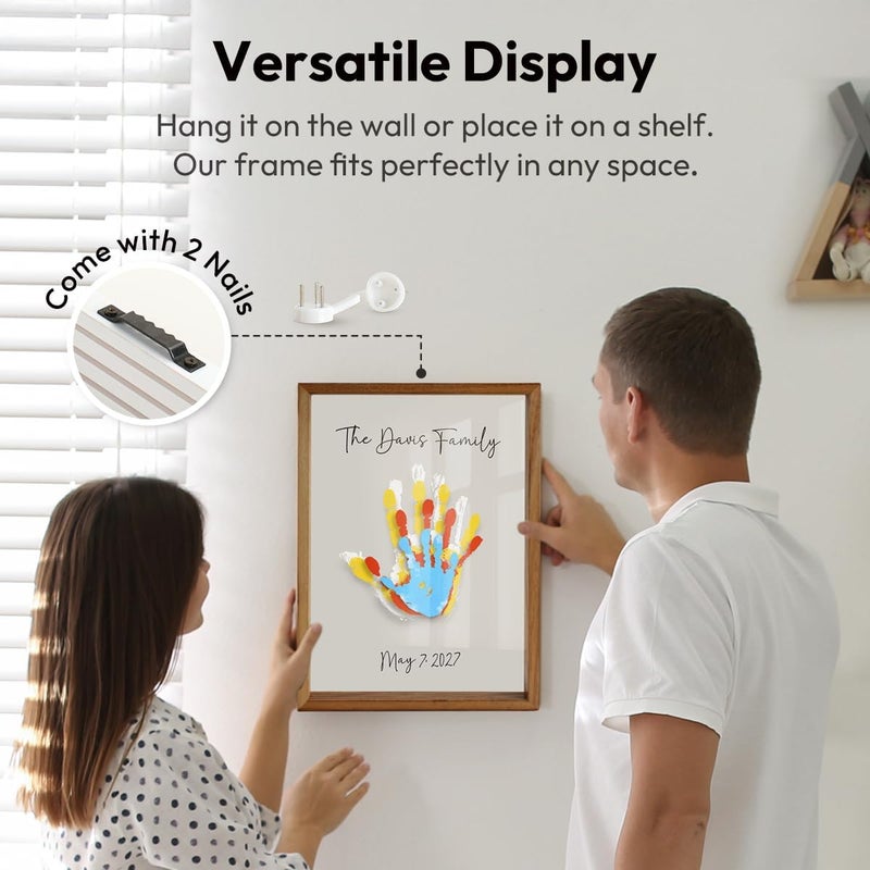 Kaciola Family Handprint Kit, DIY Newborn Keepsake Frame, Baby Hand and Footprint Kit, Unique New Baby Gift for Mothers Day Crafts Anniversary (Brown) - Image 5